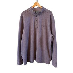 Men's Purple XXL Tommy Bahama Cold Springs Henley 3/4 Mock Collar Sweater